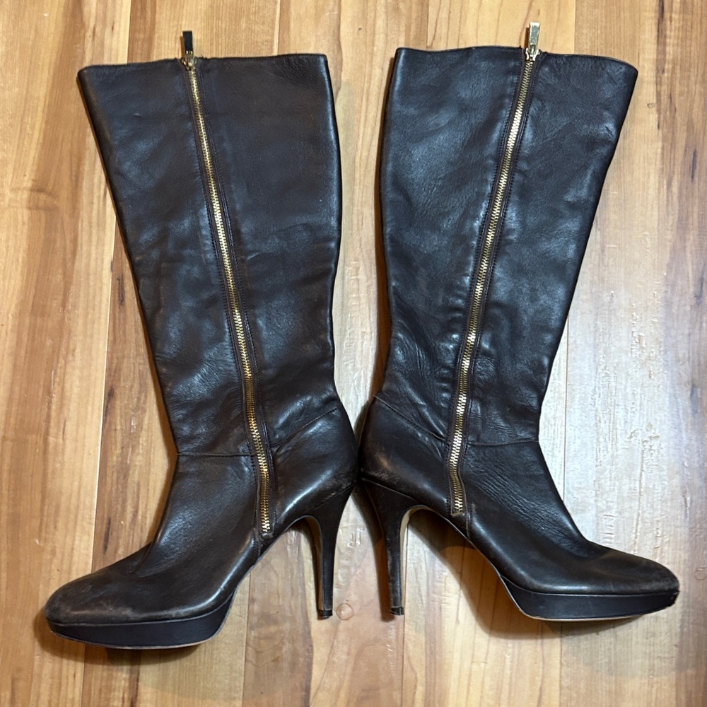Vince Camuto Dark Brown Leather Heeled Boots - Picture 7 of 9
